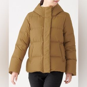 Muji Mustard Yellow Hooded Puffer Coat